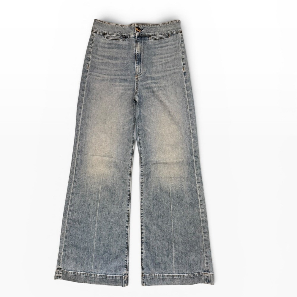 ASKK NY High Waisted Wide Leg Trouser Jeans Light Wash Blue Denim USA Size‎ 30